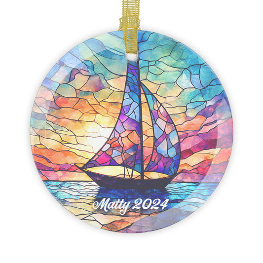 Stained Glass Sailboat Light Catcher Glass Ornaments