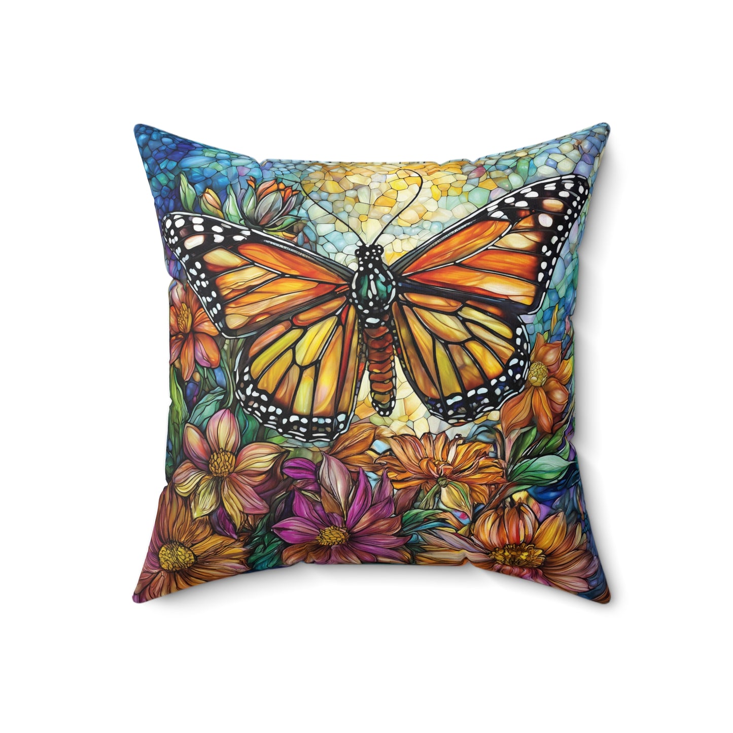 Vibrant Butterfly Accent Pillow with Different Designs on Each Side