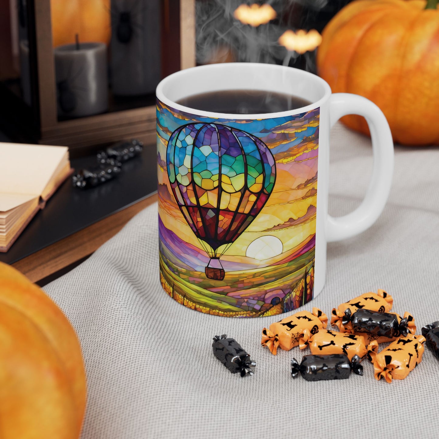 Hot Air Balloon Flying Over Temecula Ceramic Mug, (11oz, 15oz)