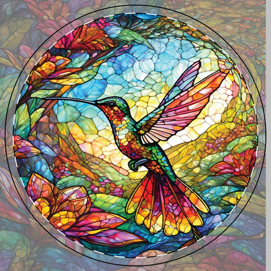 Stained Glass Hummingbird Beauty Ceramic Coaster