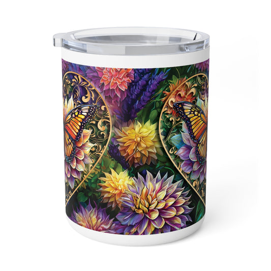 Heart Butterfly Garden Insulated Coffee Mug, 10oz