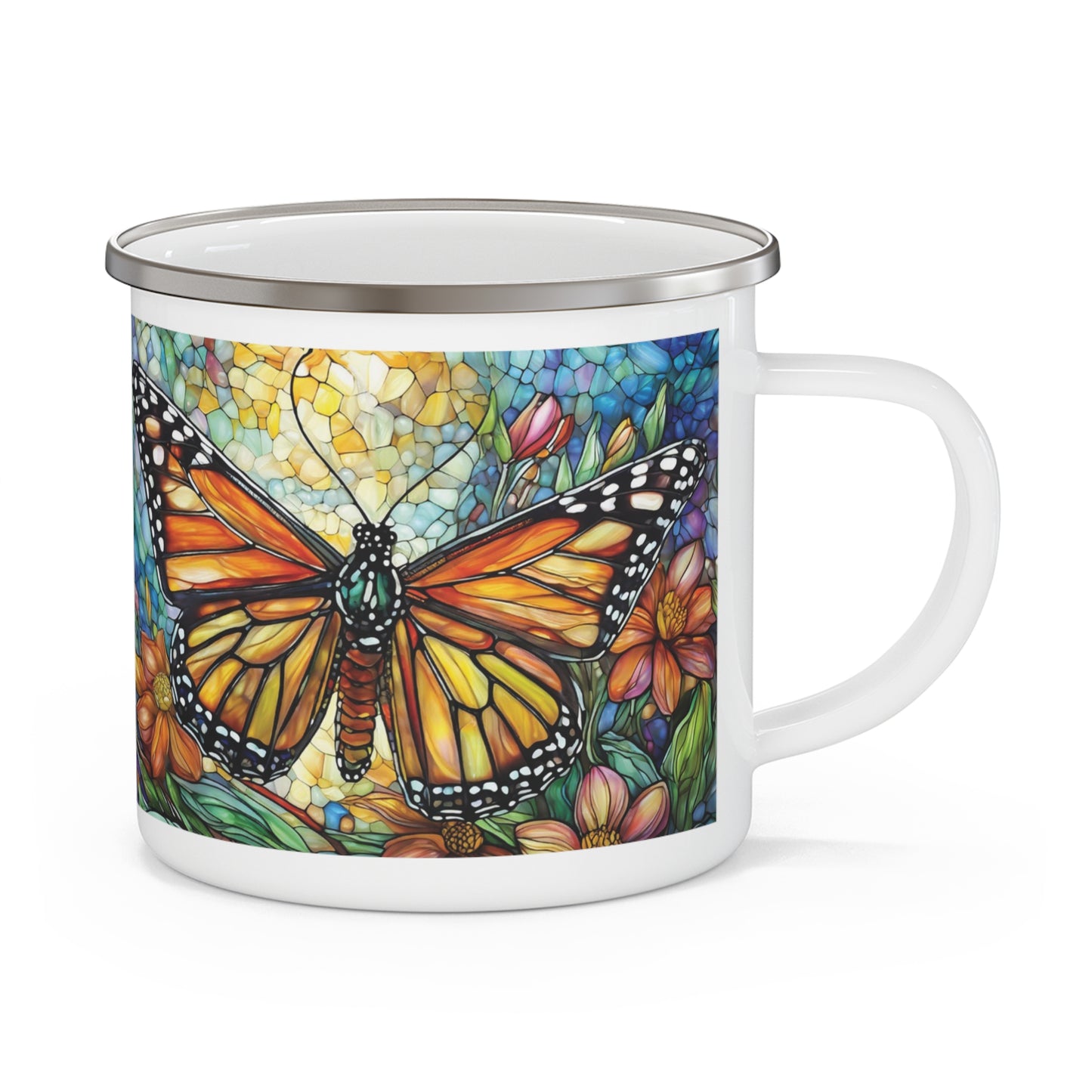 Garden Butterfly Dance Enamel Camping Mug