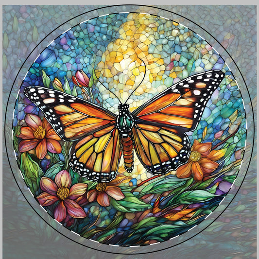 Butterfly Dance Stained Glass Ceramic Coaster