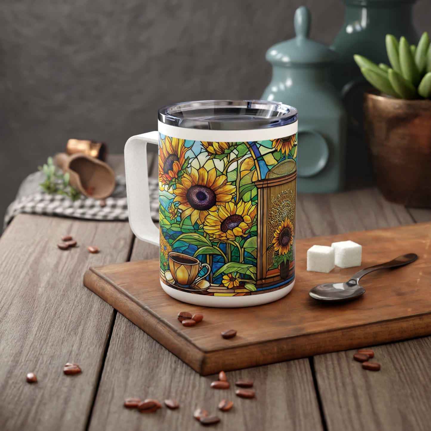 Sunflower Garden Coffee Insulated Coffee Mug, 10oz