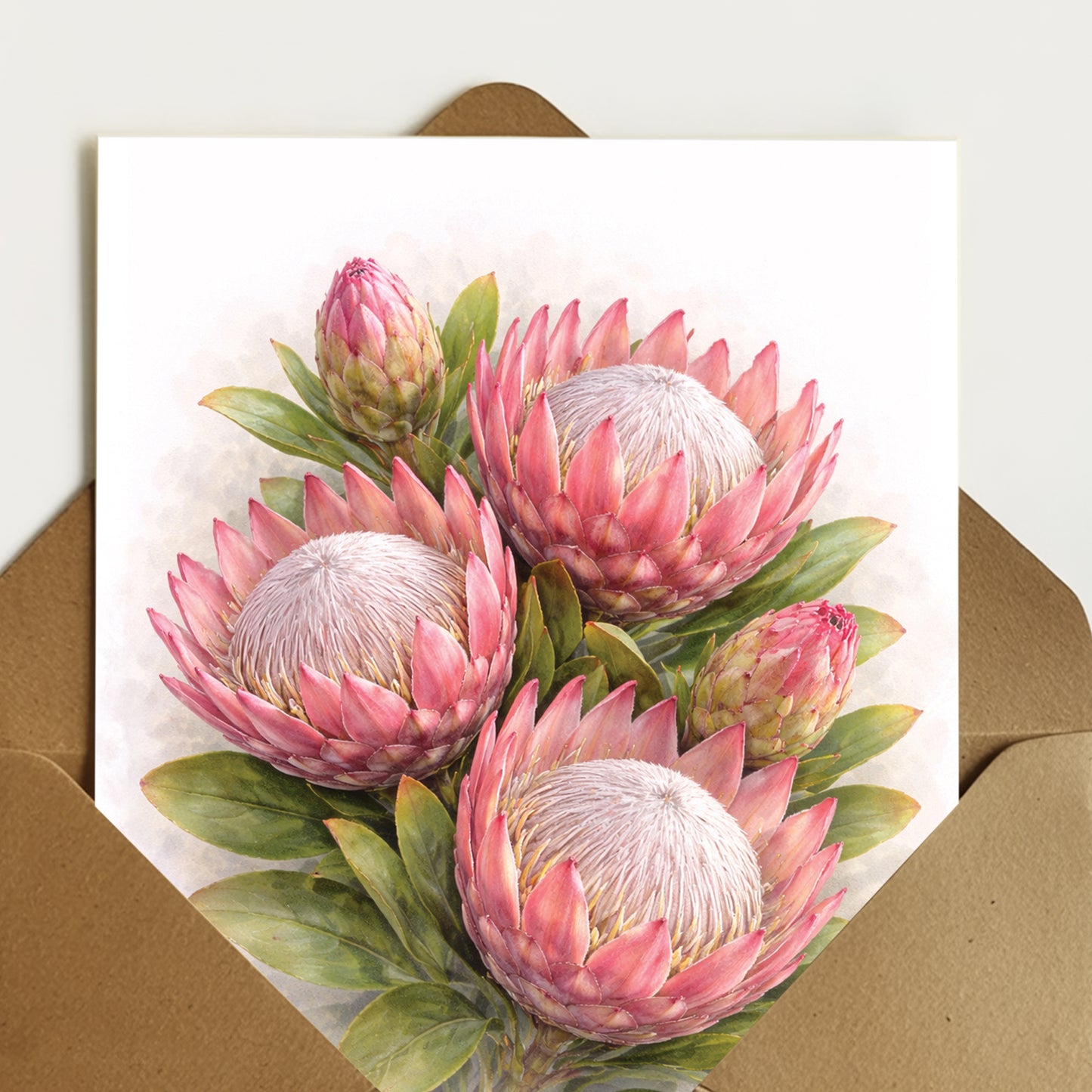 King Protea Bouquet in Bloom Greeting Card