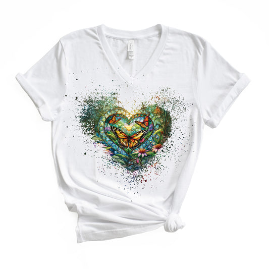 Love of Butterflies Unisex Jersey Short Sleeve V-Neck Tee