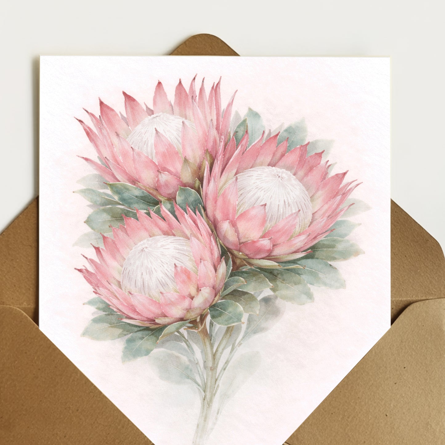 Pink Ice Protea Greeting Card