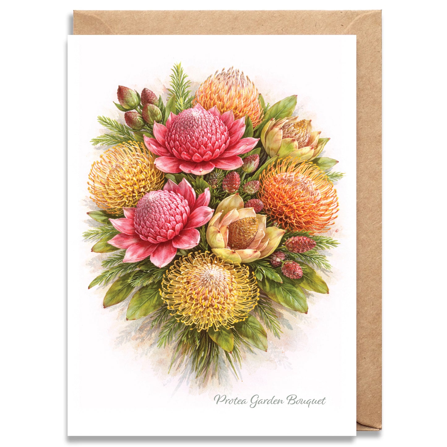 Protea Garden Bouquet Greeting Cards