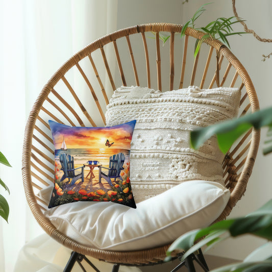 Sunset at the Beach Spun Polyester Square Pillow