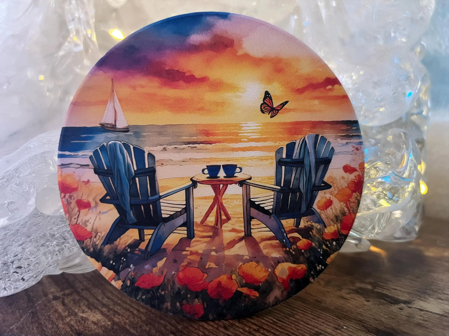 Afternoon Beach Delight Ceramic Coaster